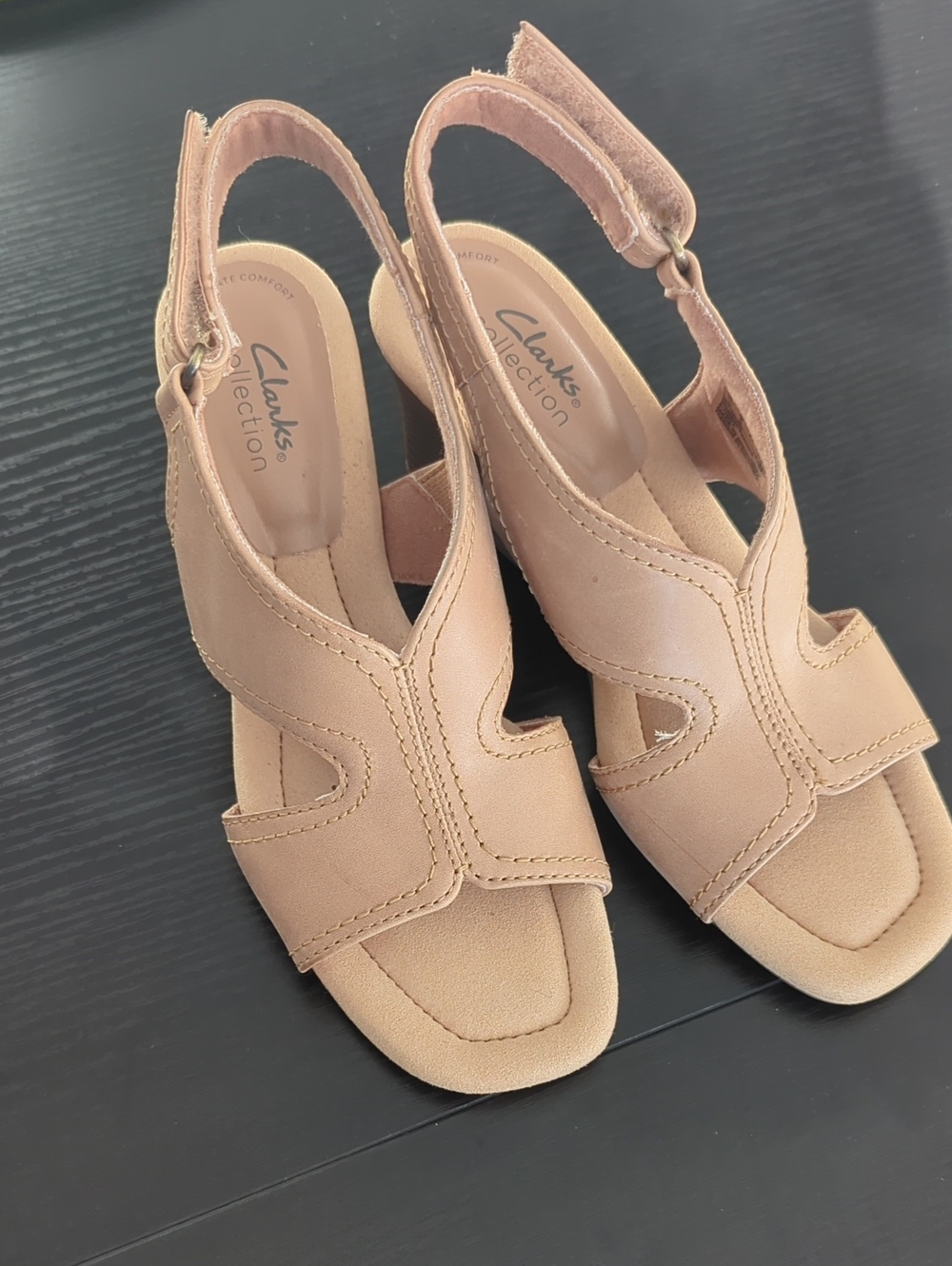 Clarks Tan Leather Wedge Sandal